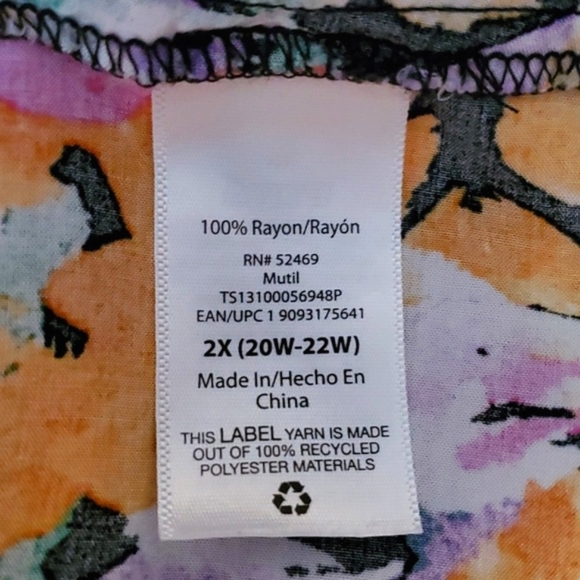 Terra & Sky Floral V-Neck Tiered Women's Dress SIZE: 2X (20W-22W) - Picture 13 of 15